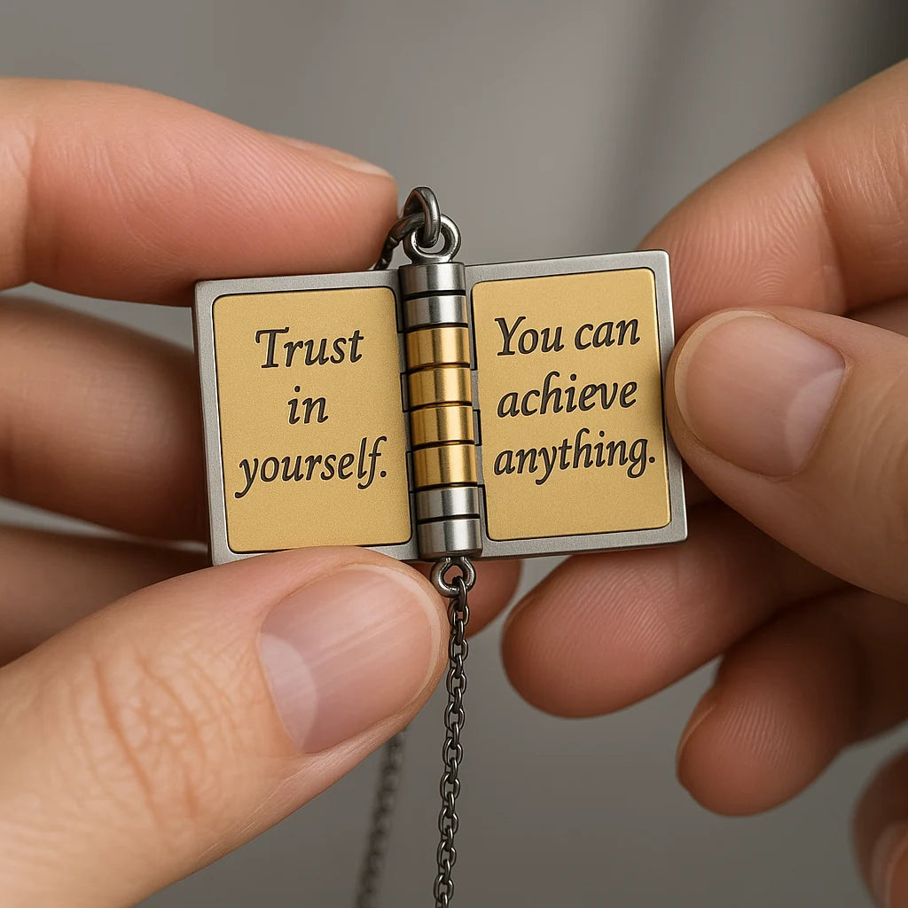 Engraved Book Necklace For Son PETITE LIGHTS
