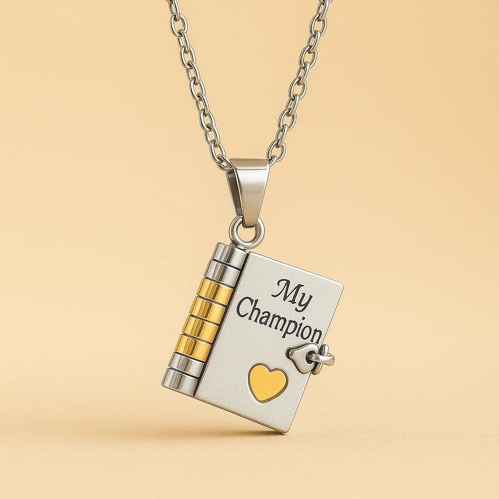 Engraved Book Necklace For Son PETITE LIGHTS