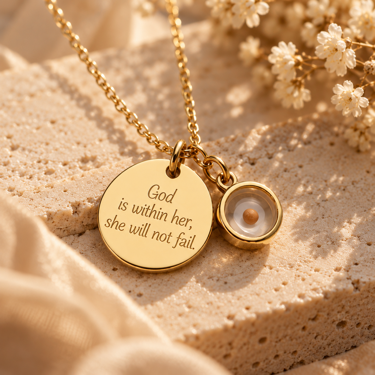 PETITE LIGHTS MUSTARD FAITH NECKLACE