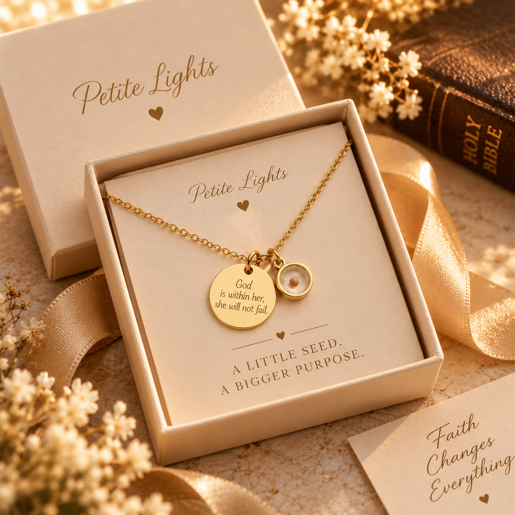 PETITE LIGHTS MUSTARD FAITH NECKLACE