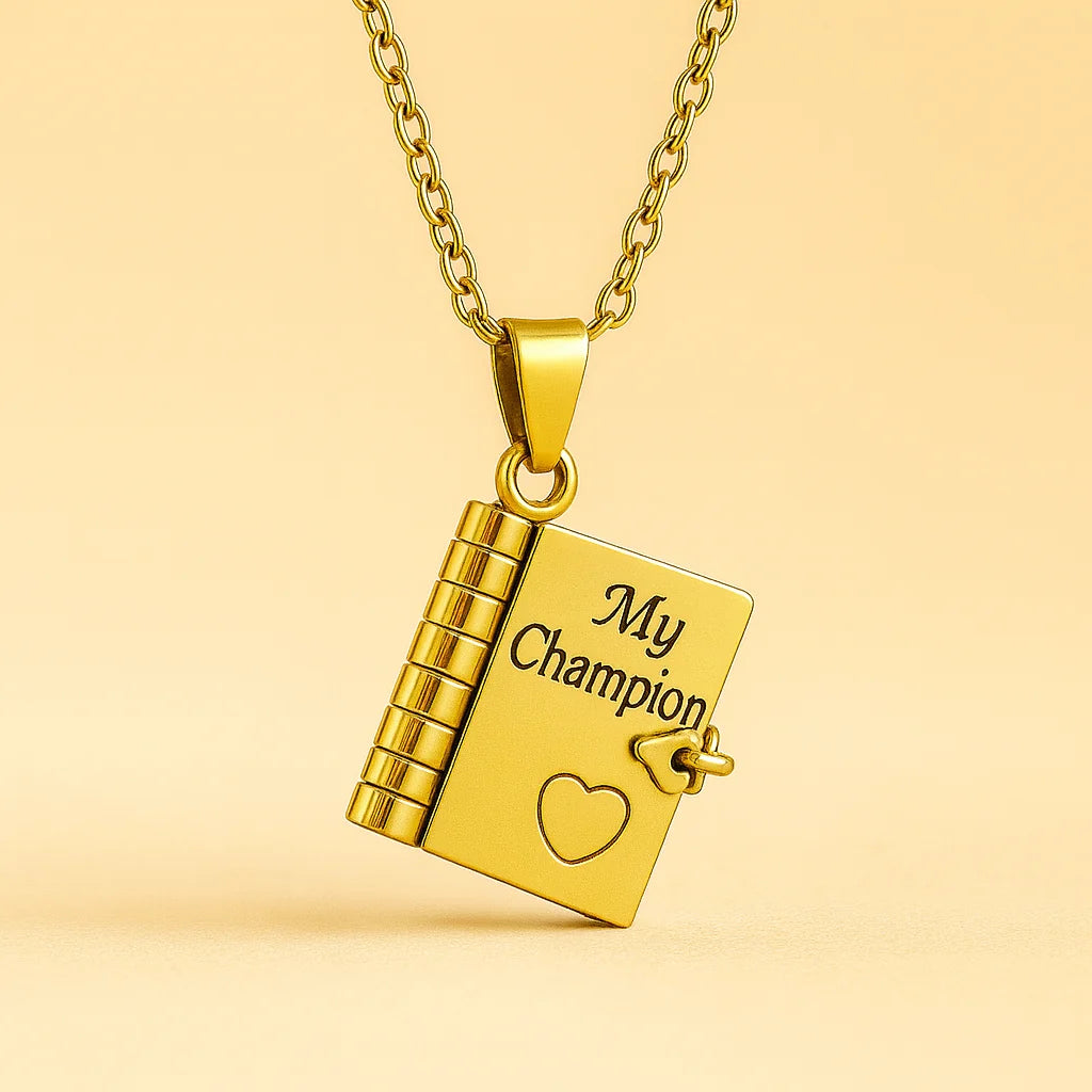 Engraved Book Necklace For Son PETITE LIGHTS