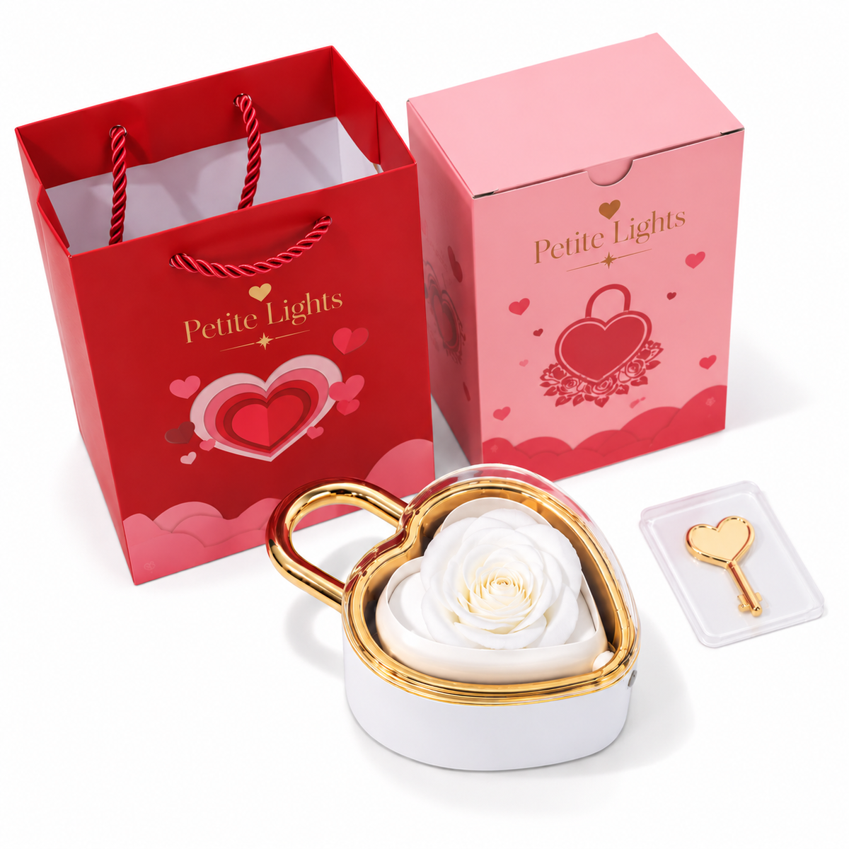 PETITE LIGHTS HEART ETERNAL ROSE BOX