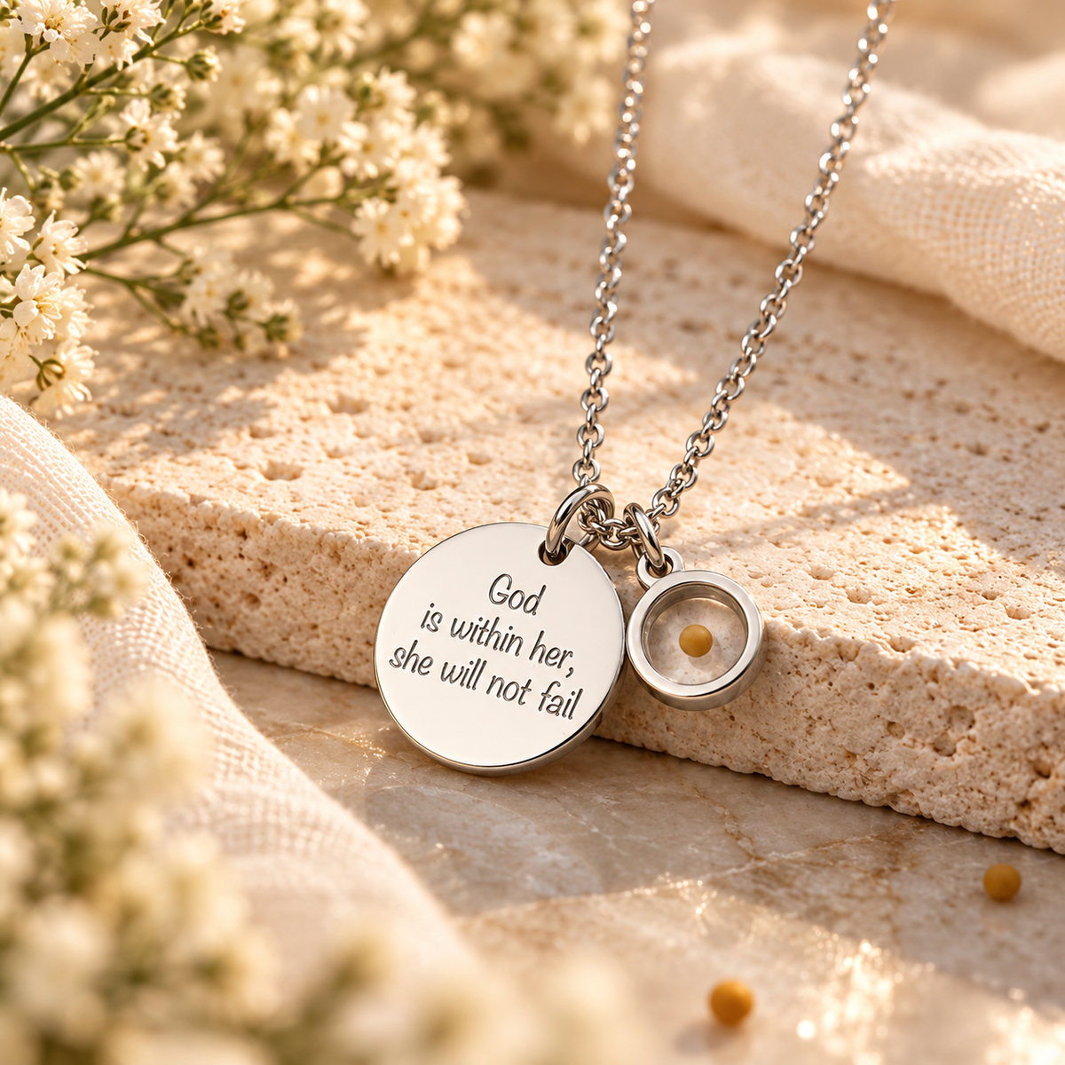 PETITE LIGHTS MUSTARD FAITH NECKLACE