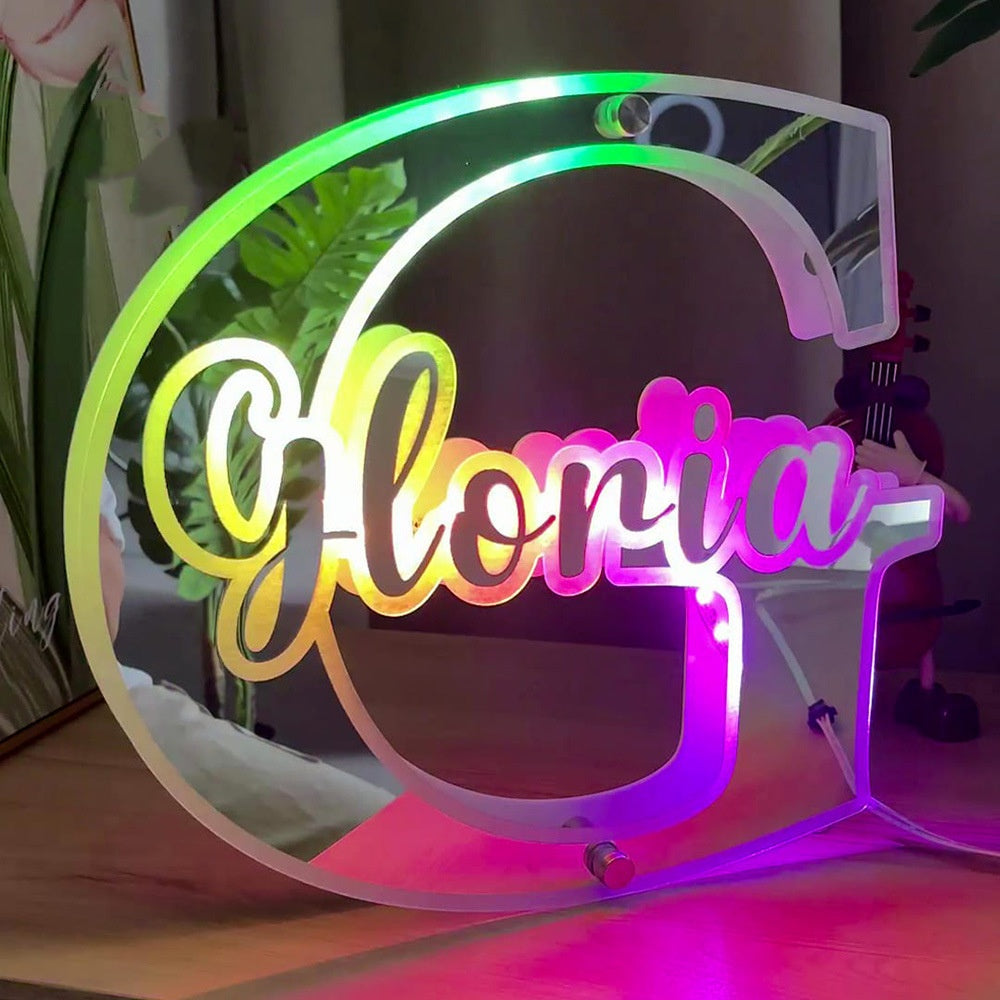 Name Mirror Light 12 Color Personalized Name Mirror Light Ornament